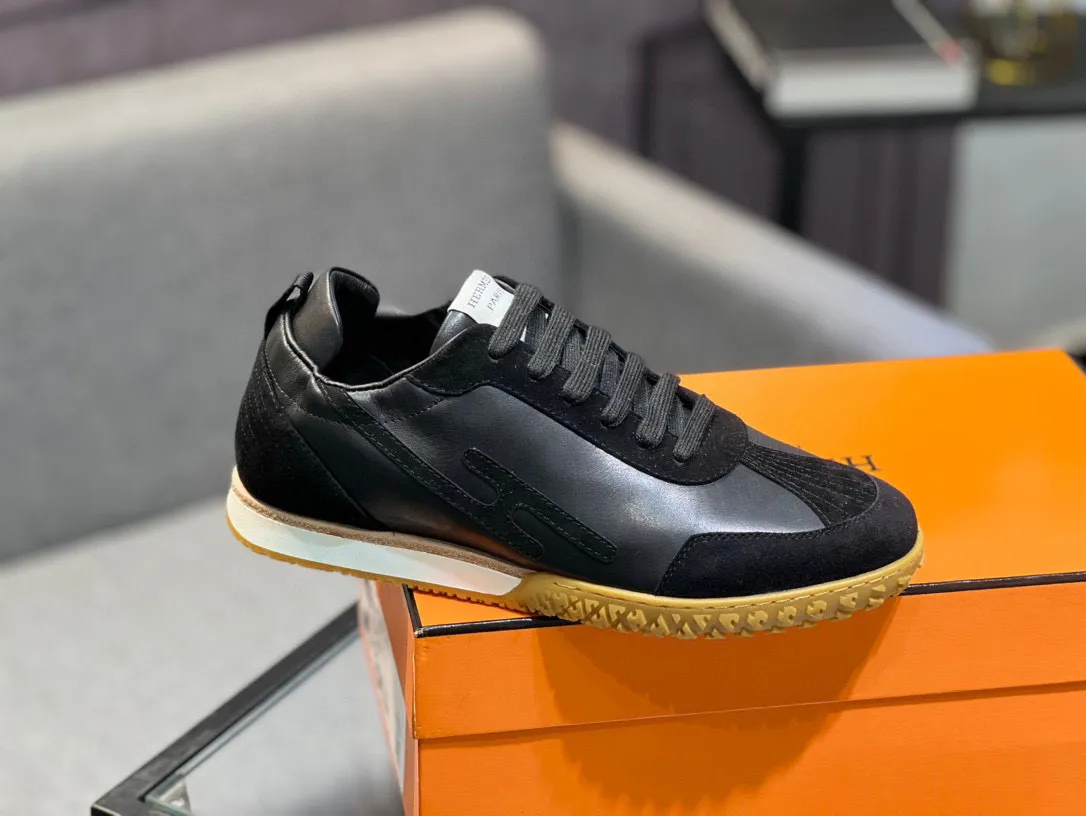 Men's shoes 💰660 [HERMES] Hermès - High-end quality original order 🔍🔍 - Upper: 🔝 cowhide suede splicing design - Inner lining: imported mixed sheepskin - Outsole: TPR foam · Rubber: two-color combined molding outsole - Super high quality control · Fine workmanship: highlighted (high-end, luxury, grade) -Size: 38-44 (45, 46, can be customized)